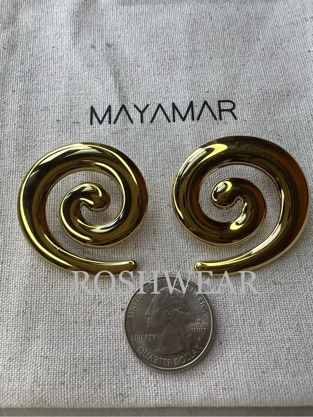 Gold Spiral Statement Earrings NWOT